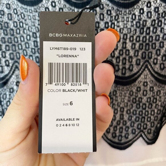 BCBGMAXAZRIA Womens Lorenna Lace Mini Cocktail Dress Black 6 Sleeveless New - Picture 3 of 8